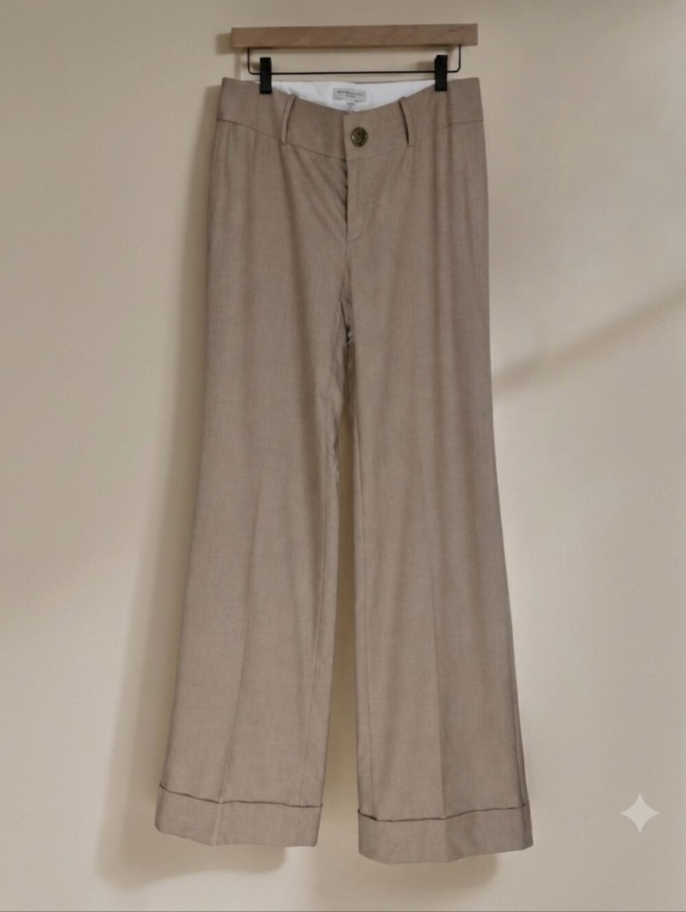 Banana Republic Jackson Wool Stretch Wide Leg Trouser Pants 10L Y2K Quiet Luxury